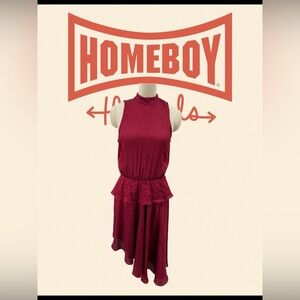 Black Halo Burgundy Textured Dress